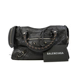 thumbnail Mini Le City Bag In Black Arena Storico Lambskin PHW With Logo Strap - L'UXE LINK