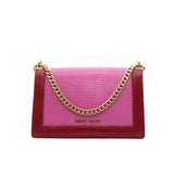 thumbnail small flap bag in Calfskin Lizard Embossed red/pink ghw - L'UXE LINK