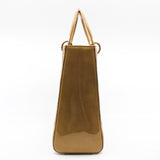 thumbnail Large Cannage Lady Dior In Dark Beige Patent Leather Handbag GHW With Strap - L'UXE LINK