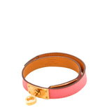 thumbnail Kelly Double Tour Bracelet In Rose Azalee Swift Leather RGHW Size XS Stamp A - L'UXE LINK