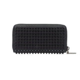 thumbnail long zip wallet with black studs in leather black phw - L'UXE LINK