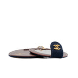 thumbnail Paris-Hamburg Round Mirror Navy Wool And Lambskin Quilted Charms - L'UXE LINK