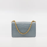 thumbnail Medium J'adior In Grey Crocodile Leather Chain Flap Bag GHW - L'UXE LINK