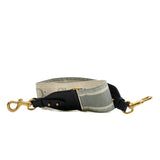 thumbnail Grey Canvas Embroidered Shoulder Strap GHW - L'UXE LINK