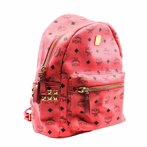 METALLIC VISETOS STUDDED SMALL DUAL STARK BACKPACKl pink red ghw