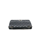 thumbnail 2.55 Reissue Black Aged Calfskin 225 Double Flap Bag Ruthenium Hardware Seri 13 - L'UXE LINK
