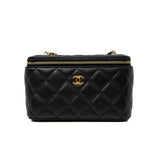 thumbnail 22B Pearl Crush Long Mirror Black Lambskin Vanity Case GHW - L'UXE LINK