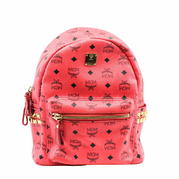 METALLIC VISETOS STUDDED SMALL DUAL STARK BACKPACKl pink red ghw