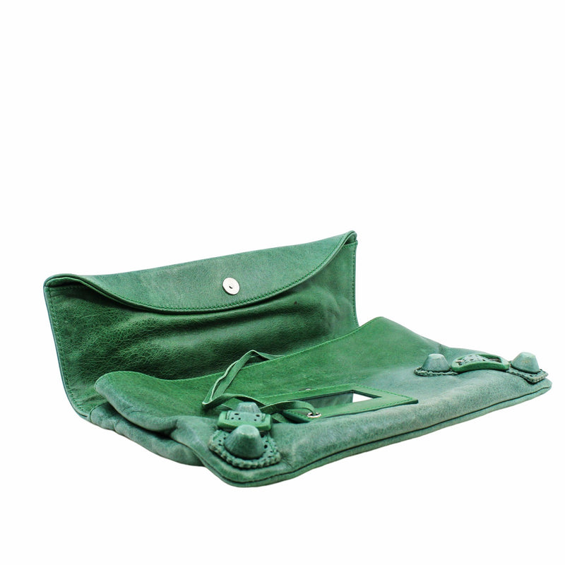 clutch leather green phw