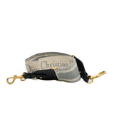 thumbnail Grey Canvas Embroidered Shoulder Strap GHW - L'UXE LINK
