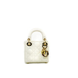 thumbnail Micro Lady Dior In White Lambskin Bag GHW With Strap - L'UXE LINK