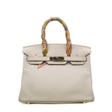thumbnail Birkin 30 In Togo 8L Beton PHW Stamp A With Twilly - L'UXE LINK