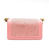 thumbnail Medium Leboy In Pink Lambskin Leather Shoulder Bag With Multicolor Chain GHW Seri 27 - L'UXE LINK