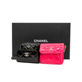 thumbnail Belt In Love Black And Pink In Patent Leather Quilted Double Mini Flap Waist Bag Seri 29 - L'UXE LINK