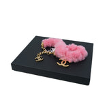 thumbnail 24C Pink Faux Fur With Lacquered Gold Metal CC Necklace - L'UXE LINK