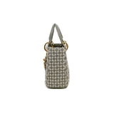 thumbnail mini lady with crystal embroidery in suede grey/lambskin grey ghw 2020
