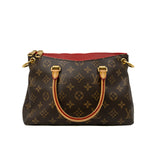 thumbnail Pallas BB In Brown Monogram Canvas Red Leather Handbag GHW With Strap - L'UXE LINK