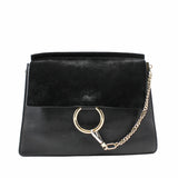 thumbnail Faye medium suede mix leather black ghw - L'UXE LINK