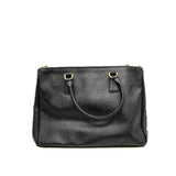 thumbnail Large Black Saffiano Leather Galleria Bag GHW With Strap - L'UXE LINK