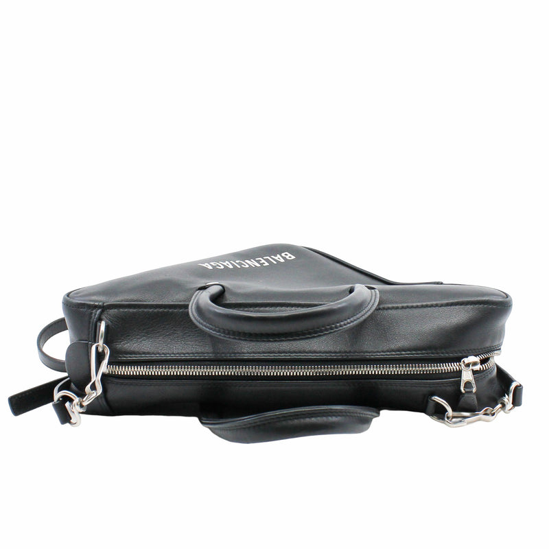 triangle duffle  strap bag leather black  phw