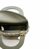 thumbnail mini lady with crystal embroidery in suede grey/lambskin grey ghw 2020