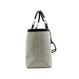 thumbnail steeple 25 bag in black leather & grey fabric b stamp