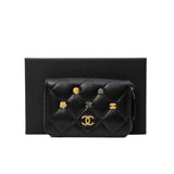 thumbnail Black Lambskin Lucky Charms Zip Coin Purse - L'UXE LINK