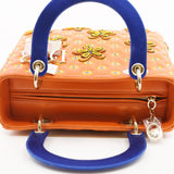 thumbnail Medium Christian Dior x Jamilla Okubo In Orange/Blue Leather Lady Dior Bag GHW With Strap - L'UXE LINK