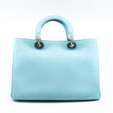 thumbnail Medium Diorissimo Mint Blue/Grey Calfskin Handbag PHW With Strap - L'UXE LINK
