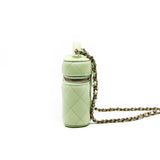 thumbnail Small Green Caviar Leather Quilted Handle With Care Vanity Case GHW With Chain Seri 31 - L'UXE LINK
