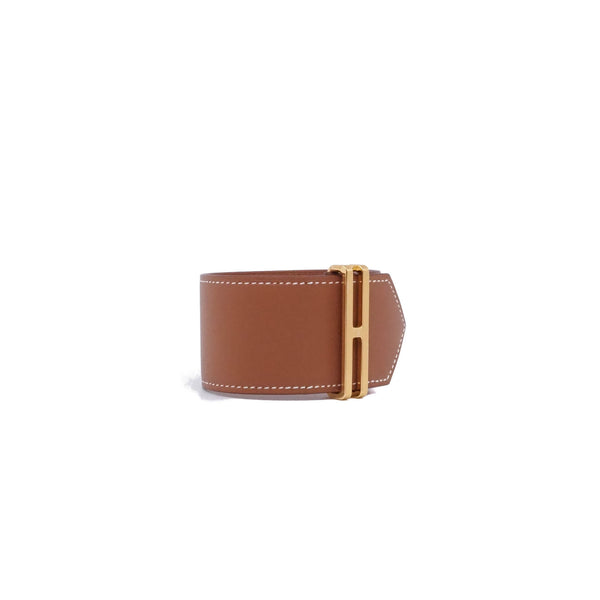 Elan cuff bracelet in leather gold ghw