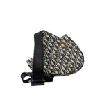 thumbnail saddle bag with strap in Black Dior Oblique Jacquard fabric