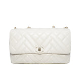 thumbnail 25.5cm Long Flap Bag With Enamel Buckle In White Calfskin LGHW Seri28XXXXX - L'UXE LINK