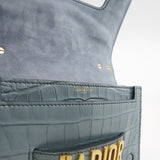 thumbnail Medium J'adior In Grey Crocodile Leather Chain Flap Bag GHW - L'UXE LINK