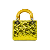 thumbnail Limited Edition Mini Lady Dior In Neon Yellow/Gold Leather Handbag PHW With Strap - L'UXE LINK