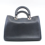 thumbnail Medium Diorissimo In Black/Red Pebbled Calfskin Leather Handbag PHW With Strap - L'UXE LINK
