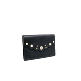 thumbnail Mini Peony Pearly Black Leather Wallet Clutch Bag GHW - L'UXE LINK