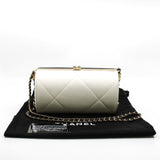 thumbnail Black And White Leather Quilted Minaudiere Shoulder Bag GHW Seri 30 - L'UXE LINK