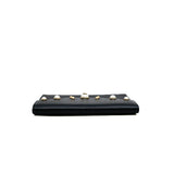 thumbnail Mini Peony Pearly Black Leather Wallet Clutch Bag GHW - L'UXE LINK