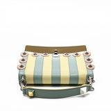 thumbnail side bag blue yellow stripe pink round missing strap