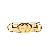 thumbnail zumi belt with double GG logo in leather white ghw #28/70 - L'UXE LINK