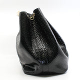 thumbnail Black Python Leather Diorific Sequin Embroidered Patch Bucket Handbag GHW - L'UXE LINK