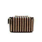 thumbnail Small Black And Beige Raffia Jute Striped Vanity Case With Chain GHW Seri 30 - L'UXE LINK