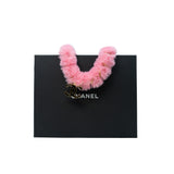 thumbnail 24C Pink Faux Fur With Lacquered Gold Metal CC Necklace - L'UXE LINK
