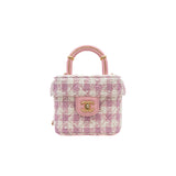 thumbnail Runway Top Handle In Pink Tweed Vanity Handbag GHW - L'UXE LINK