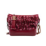 thumbnail Small Gabrielle Hobo Bag Sequin/Calfskin Raspberry Pink Seri 26 - L'UXE LINK
