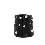 thumbnail mini limited bucket chain bag with pearl in leather black ghw seri 31 - L'UXE LINK
