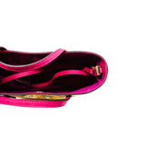 thumbnail small tote in pink mushroom and green flowers GHW