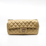 thumbnail Limited Edition Gold Quilted Satin East West Single Flap Bag GHW Seri 12 - L'UXE LINK
