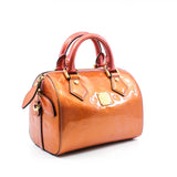 thumbnail MCM Bronze/Pink Monogram Patent Leather Boston Bag GHW With Strap - L'UXE LINK